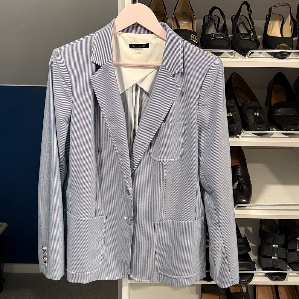 Tommy Hilfiger Navy & White Pinstripe Blazer